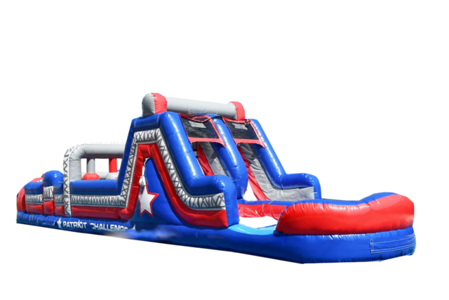 2026 45’ Patriot obstacle course with wet or dry dual lane slide 