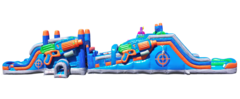 2026 70’ nerf blaster obstacle combo with 2 dual lane wet or dry slides