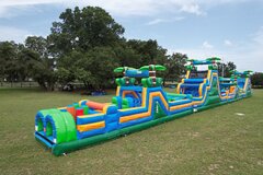 2024 135’ jungle trek obstacle course with multiple dual lane slides